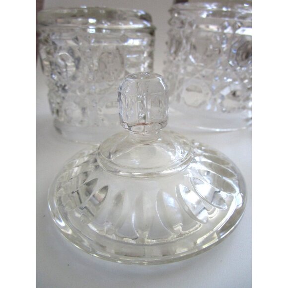 Vintage Indiana Clear Glass Windsor Pattern - Creamer & Lidded Sugar Bowl Set - Picture 9 of 16